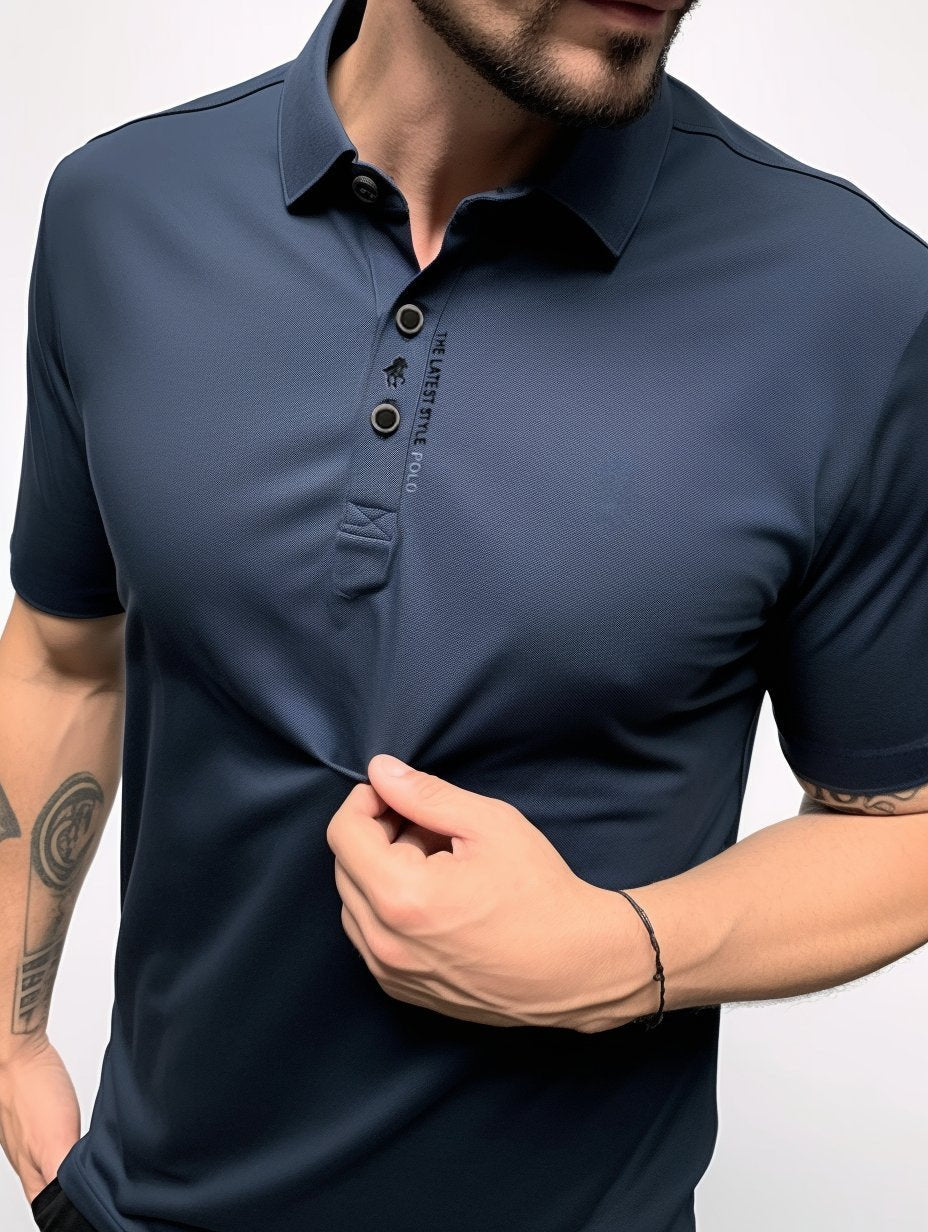 Men's Snap-Placket Twill Polo