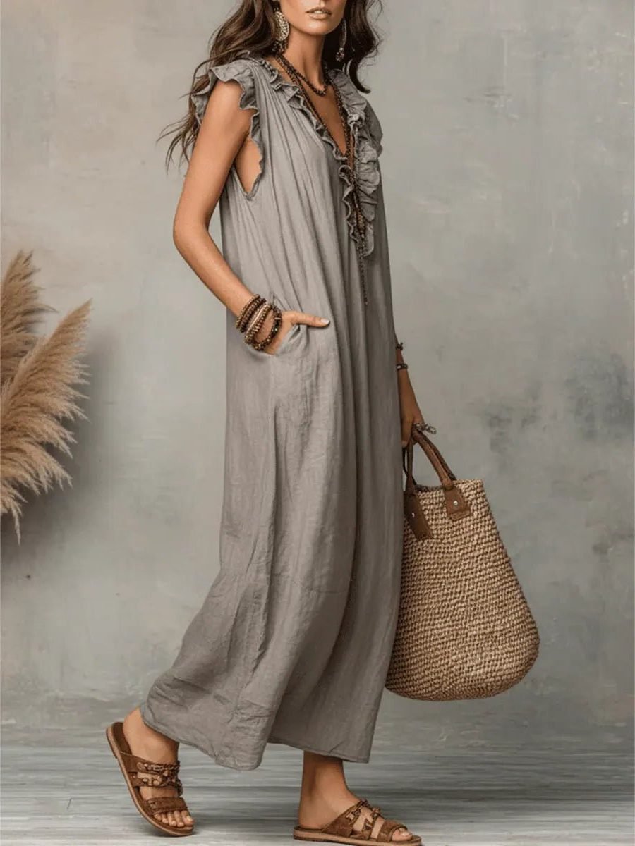 Women's Flowy V-Neck Maxi Dress