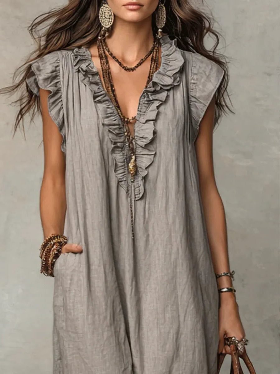 Women's Flowy V-Neck Maxi Dress