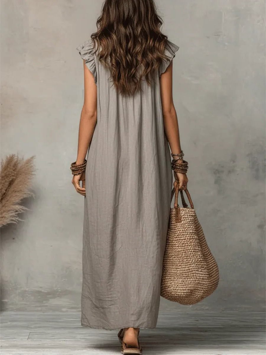 Women's Flowy V-Neck Maxi Dress