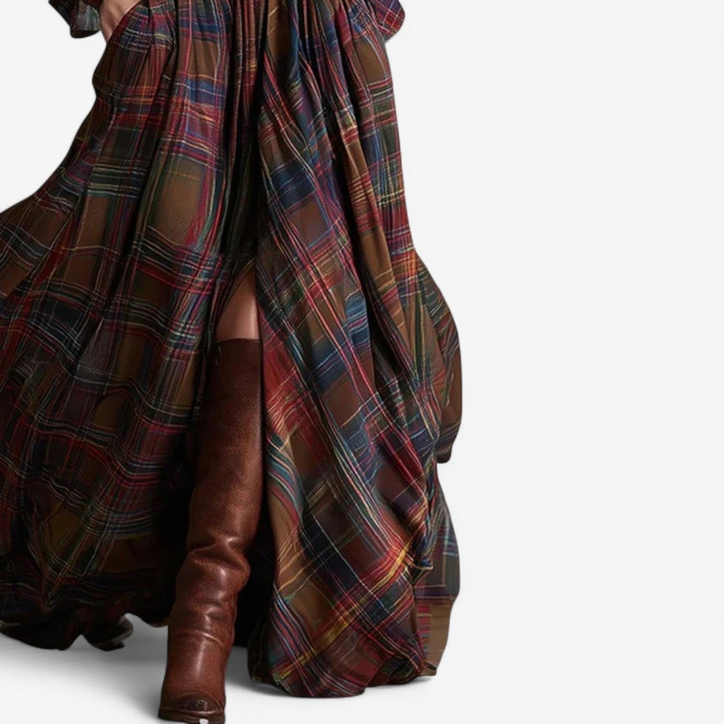 Plaid Maxi Shirt Dress