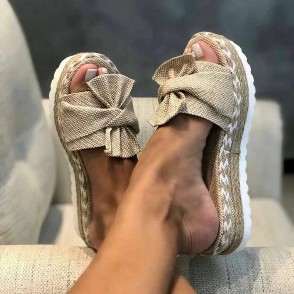 Women's Platform Slide Sandals - Beige