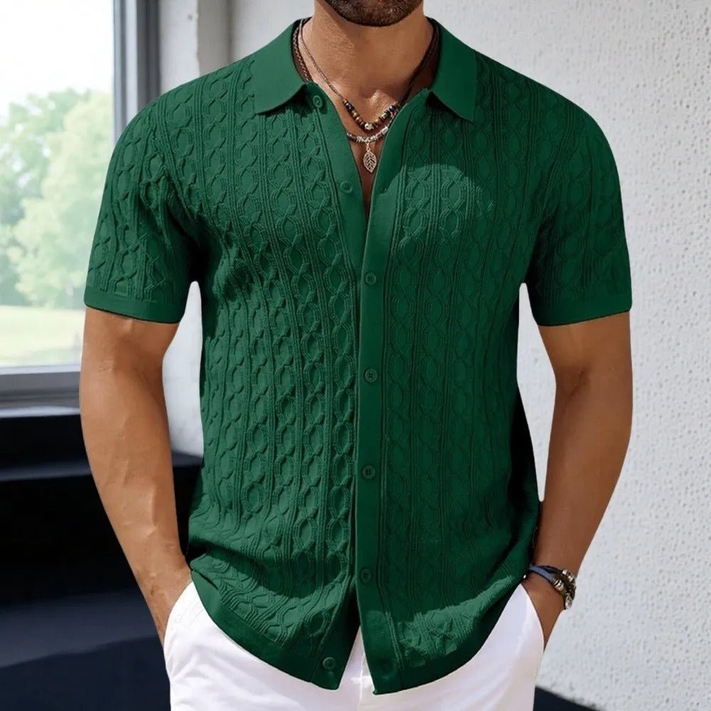 Men's Cable-Knit Short-Sleeve Shirt