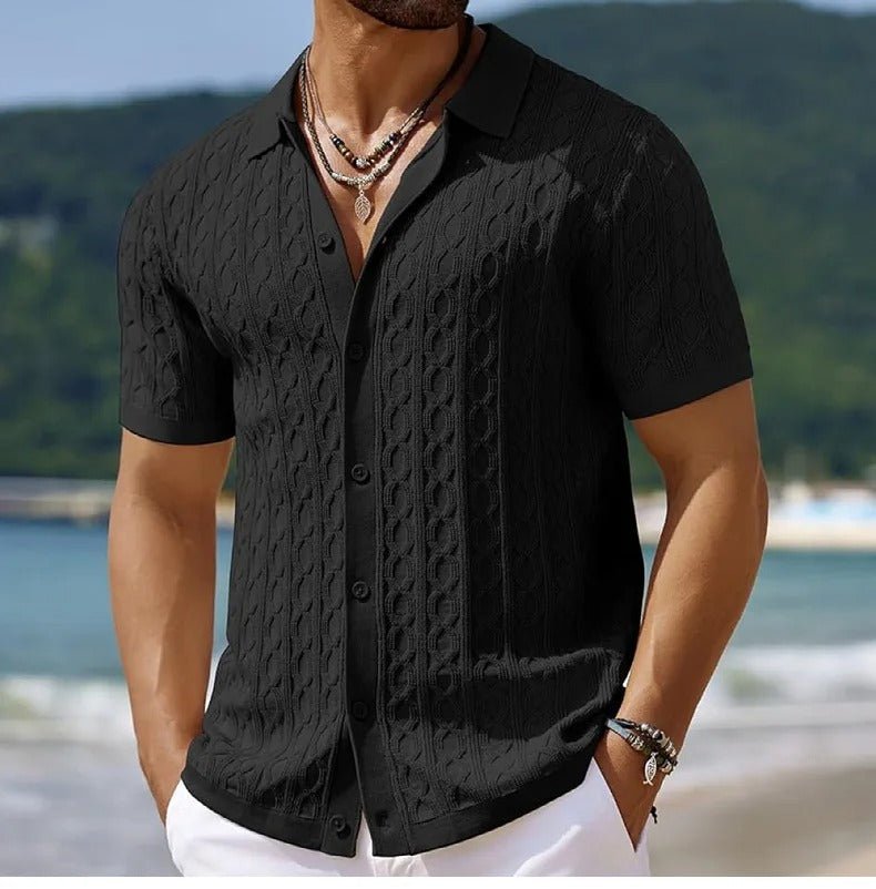 Men's Cable-Knit Short-Sleeve Shirt