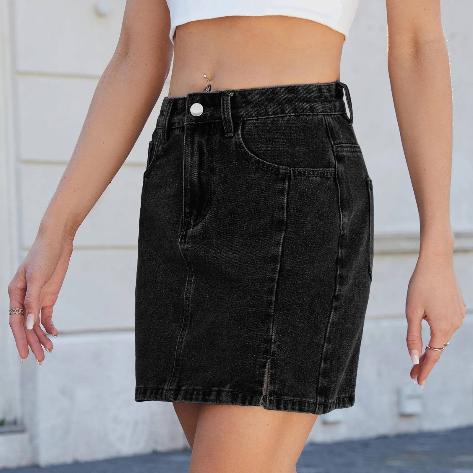 Women's High-Waisted Denim Mini Skirt
