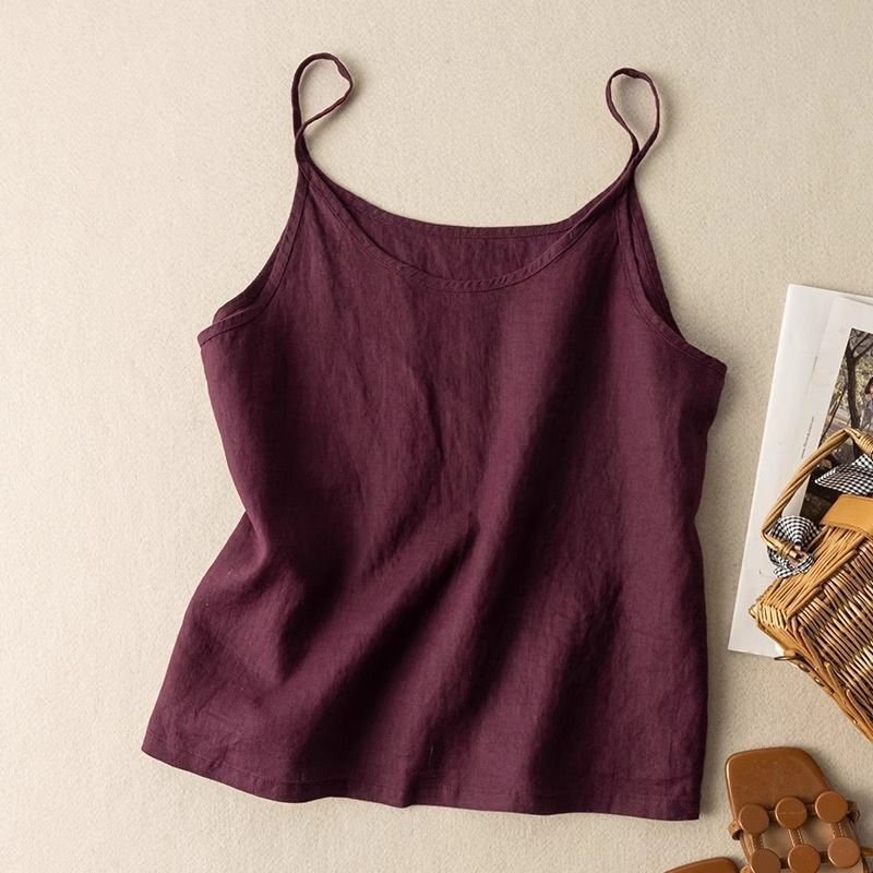 Women's Relaxed Linen Cami Top - Lilac