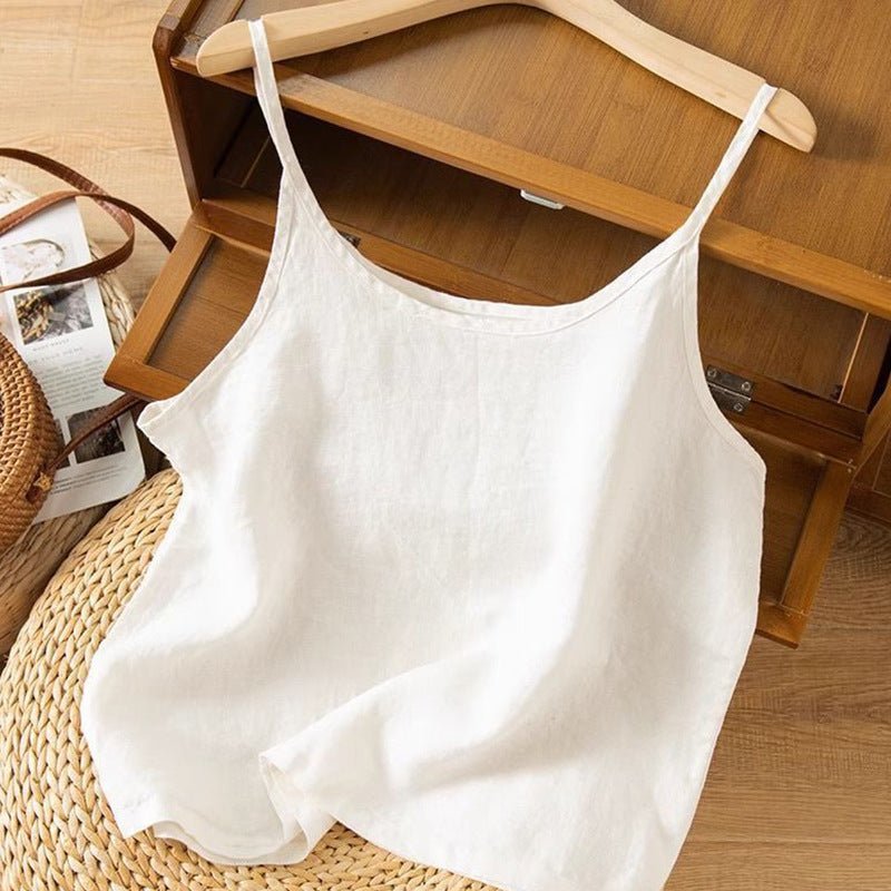 Women's Relaxed Linen Cami Top - White