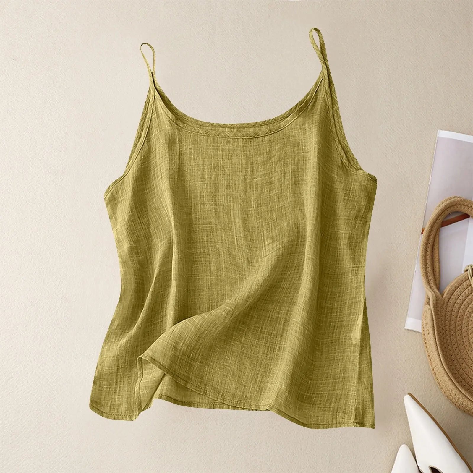 Women's Scoop-Neck Linen Camisole - Green