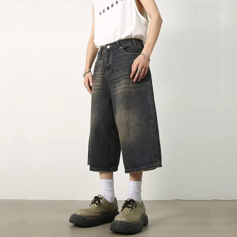 Unisex Wide-Leg Denim Shorts