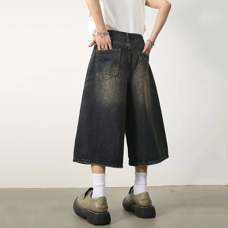 Unisex Wide-Leg Denim Shorts