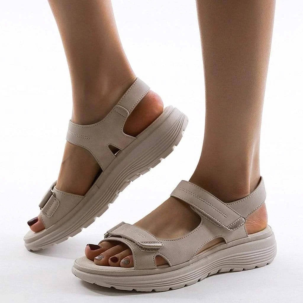 Women's Platform Wedge Sandals - Cream