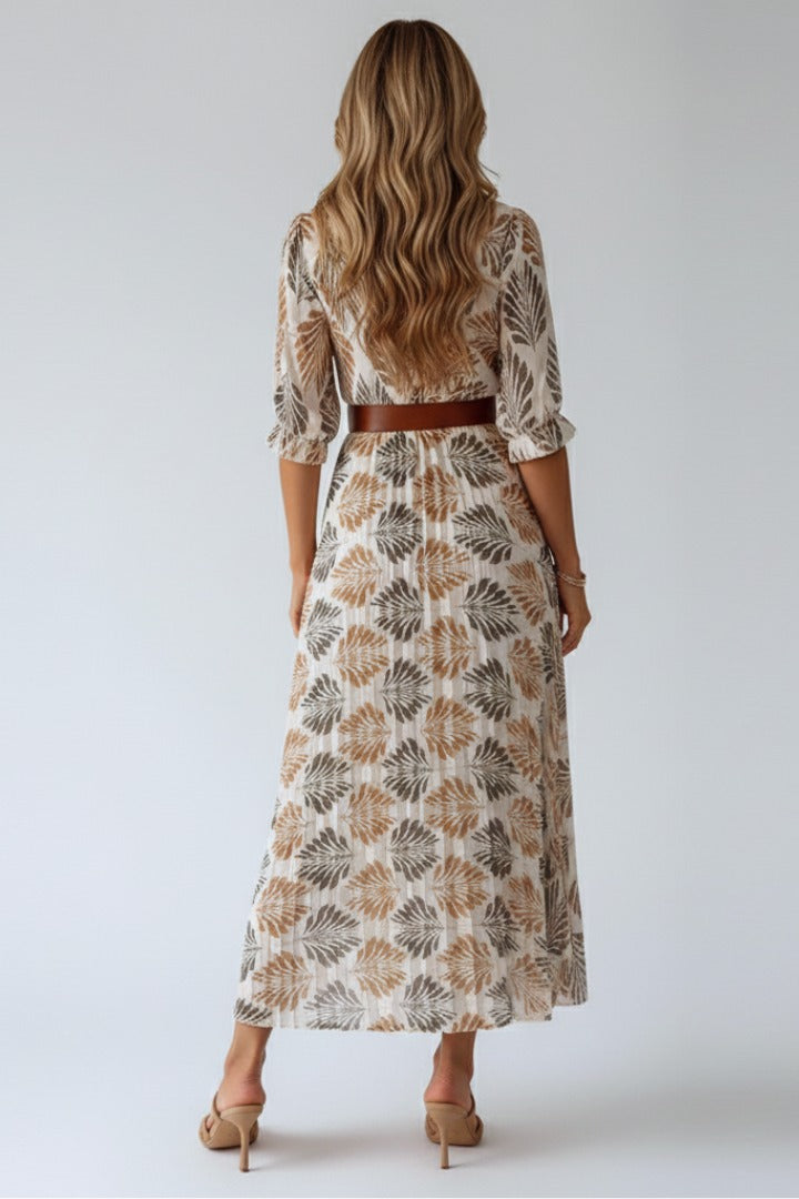 Printed Pleated Maxi Dress