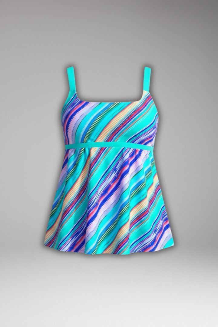 Women's Striped Square Neck Tankini Top