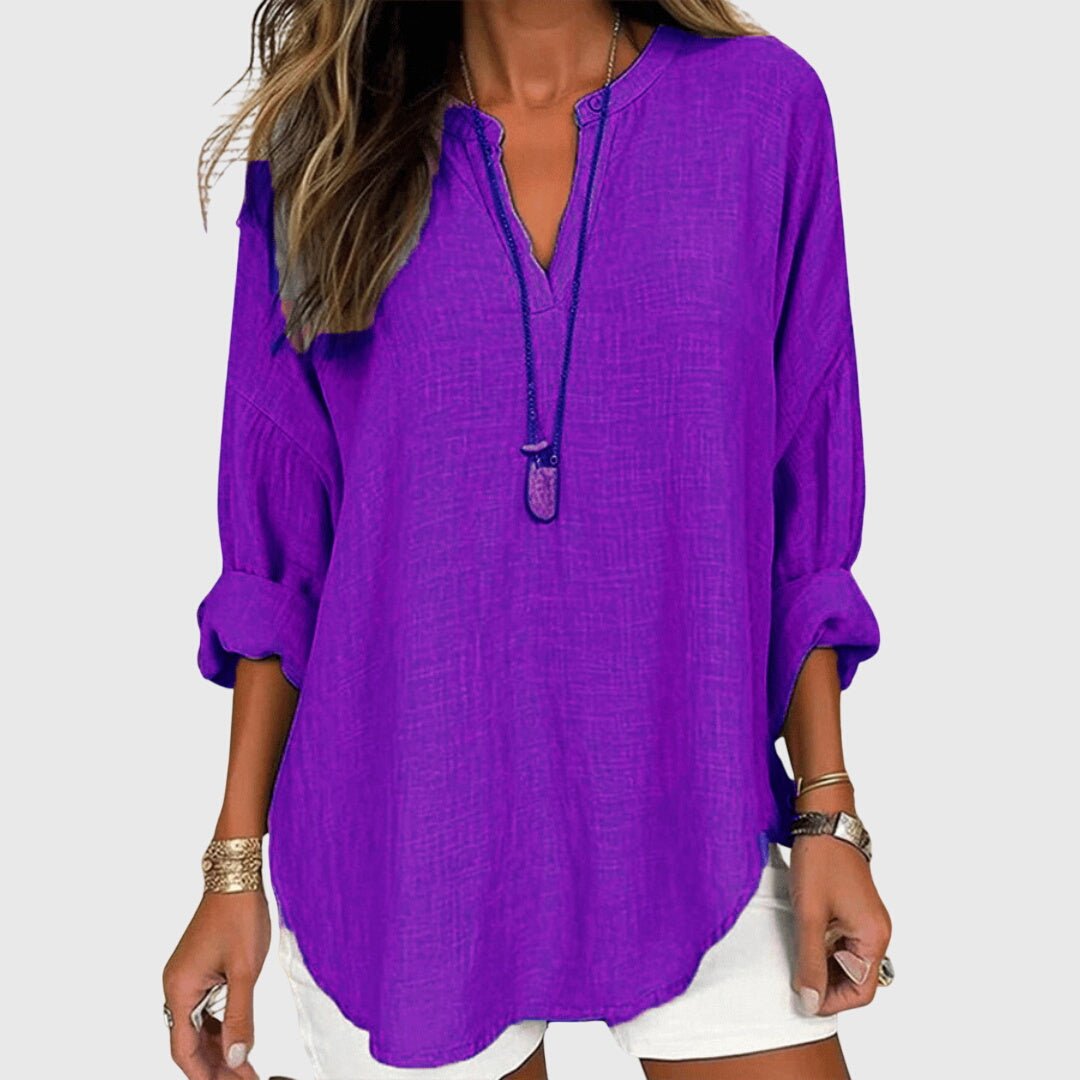 Women's V-Neck Tunic Blouse - Purple