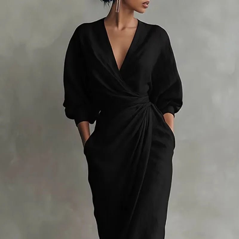 Women's V-Neck Wrap Maxi Dress