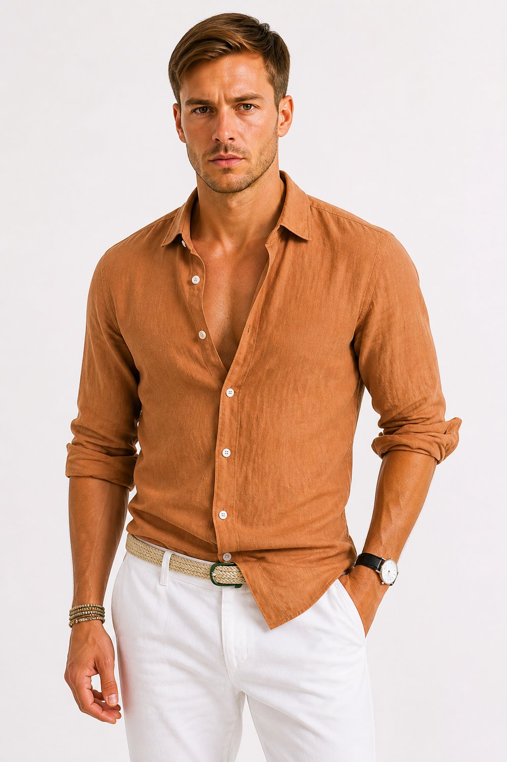 Men's Slim Shirt - Brown