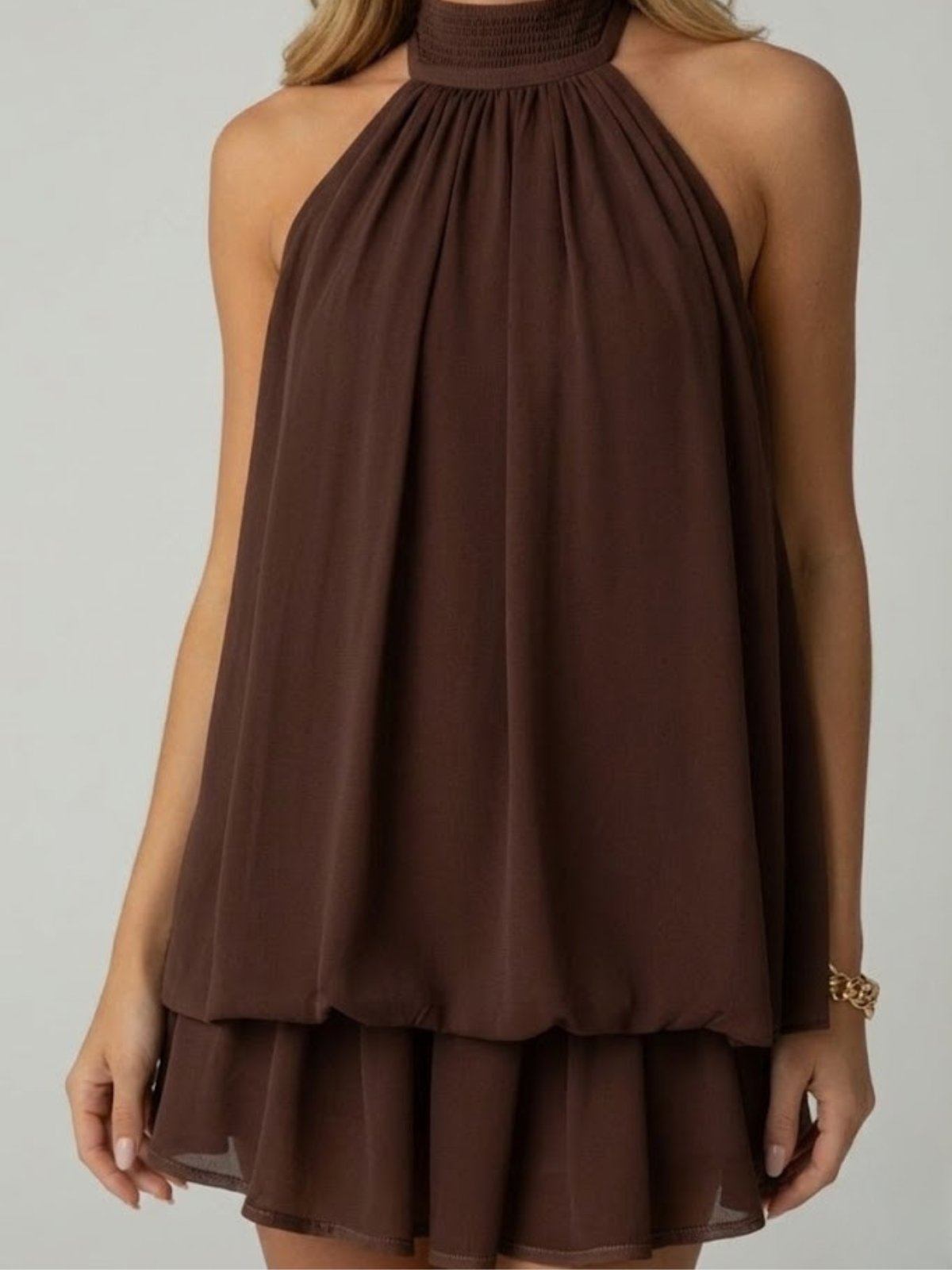 Women's Chiffon Halter Mini Dress