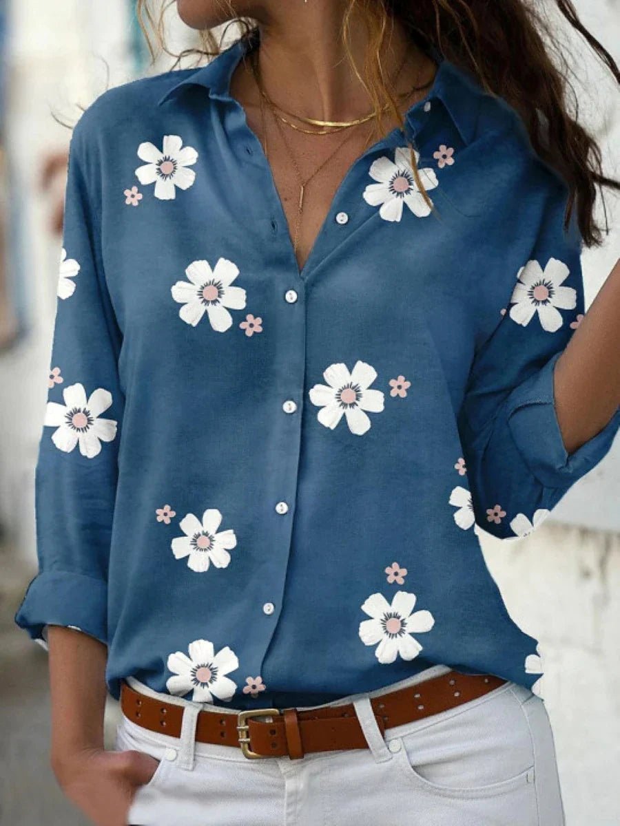 Women's Floral Blouse - Blue