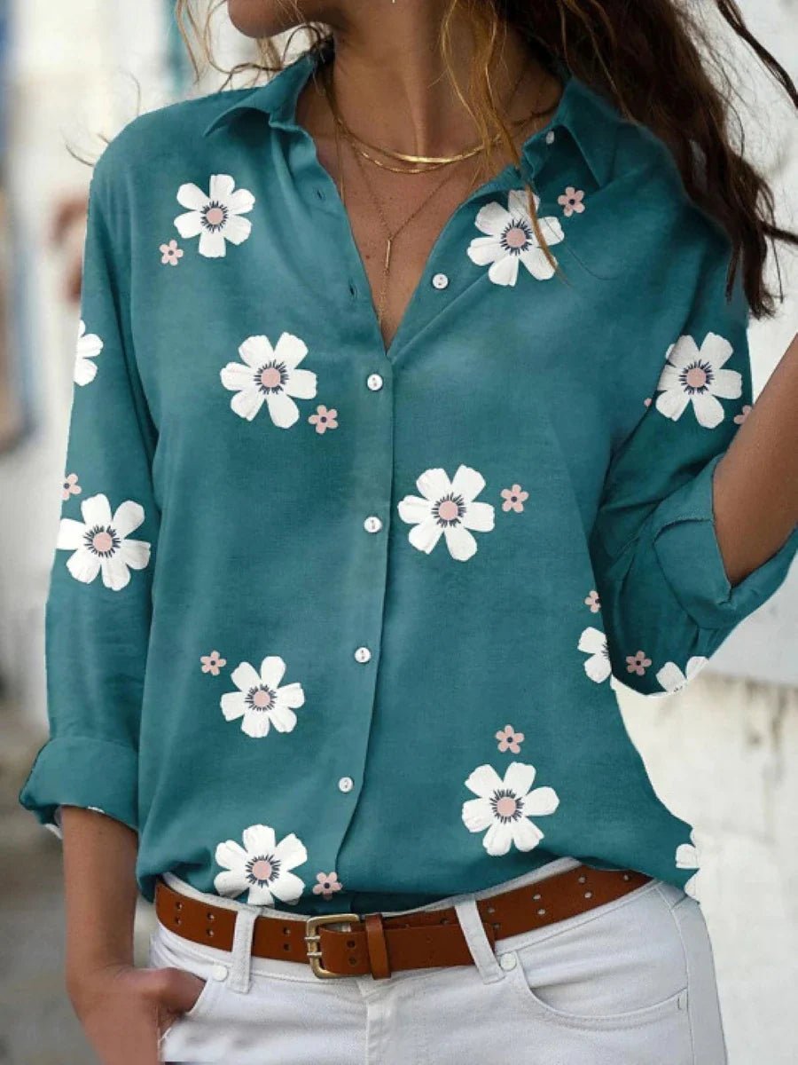 Women's Floral Blouse - Green