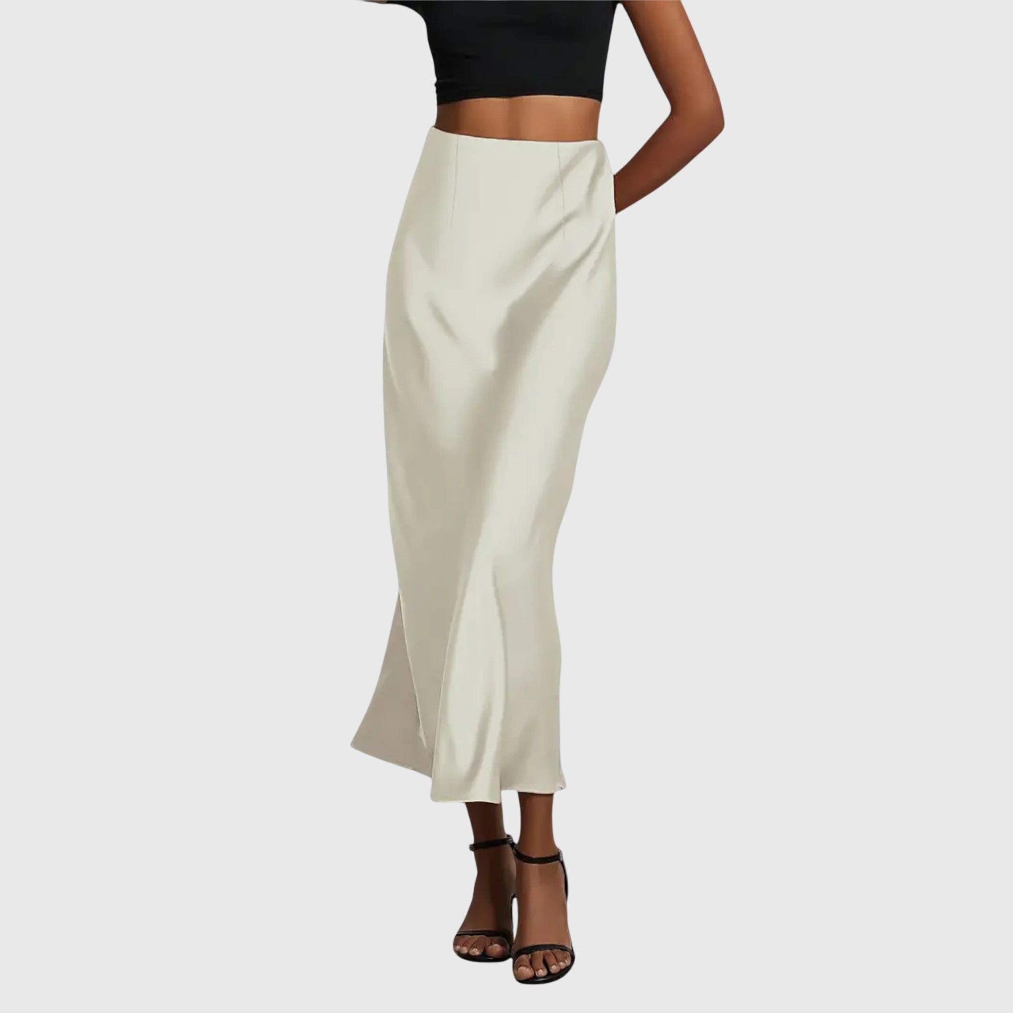 Women's Satin Midi Skirt - Cream