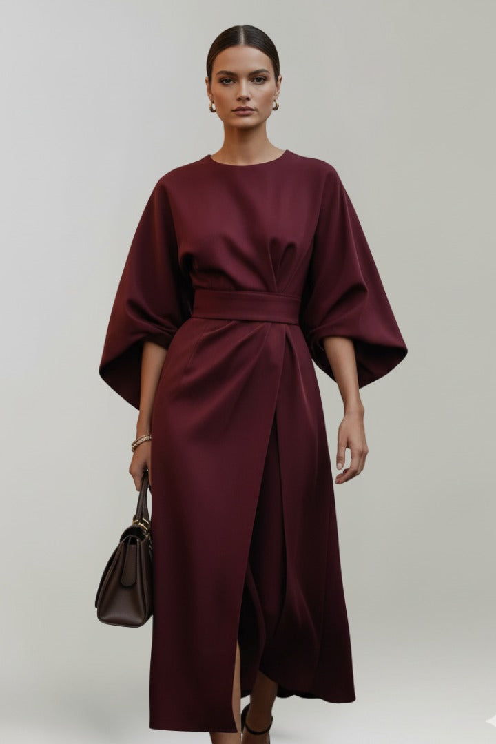 Formal Midi Dress - Burgandy