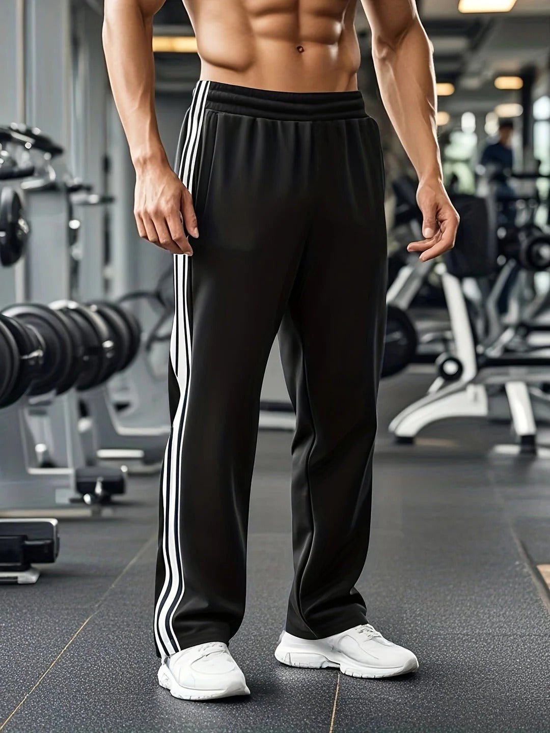 Men's Side-Stripe Relaxed Track Pants - Black