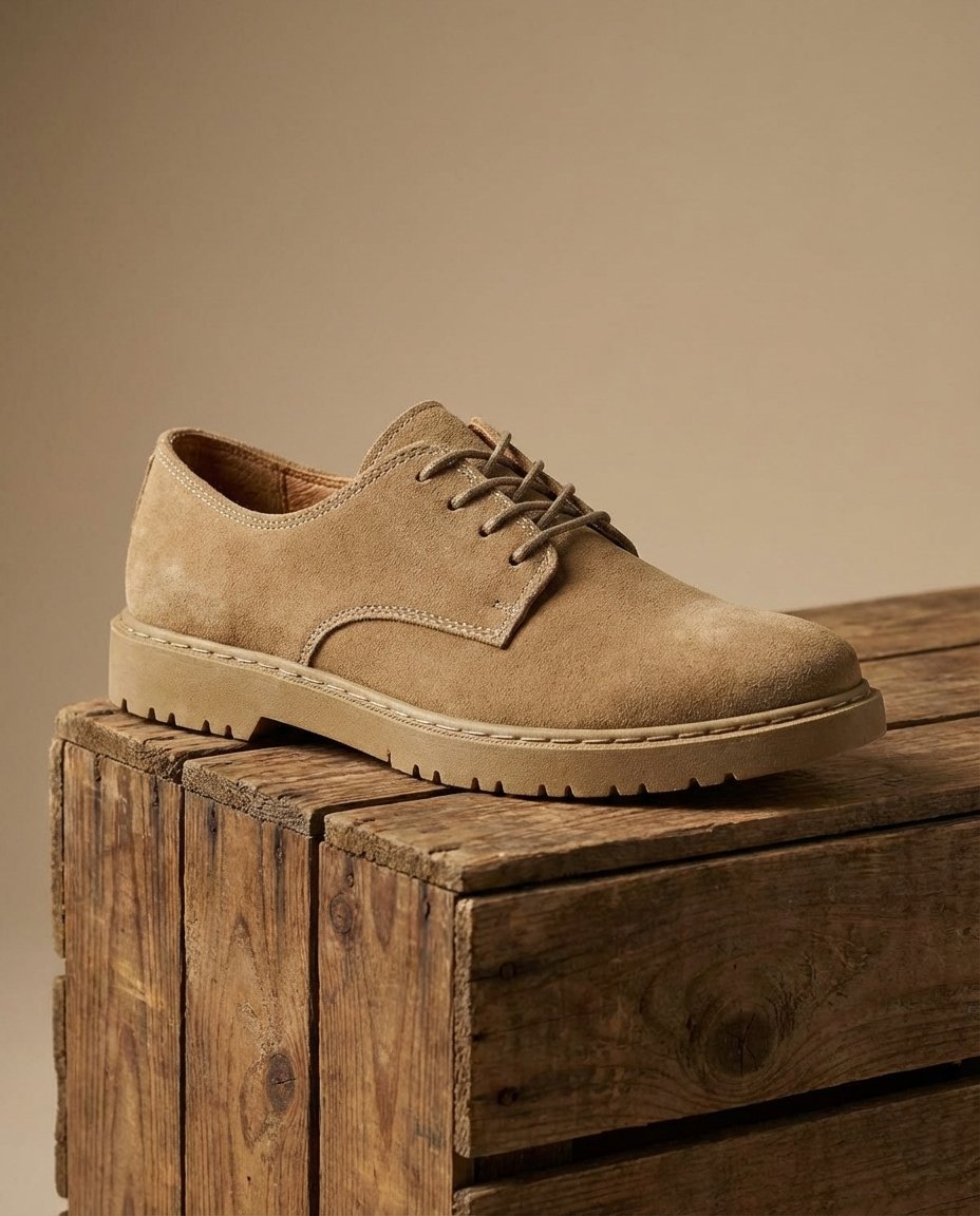 Men's Suede Lug-Sole Derby Shoes