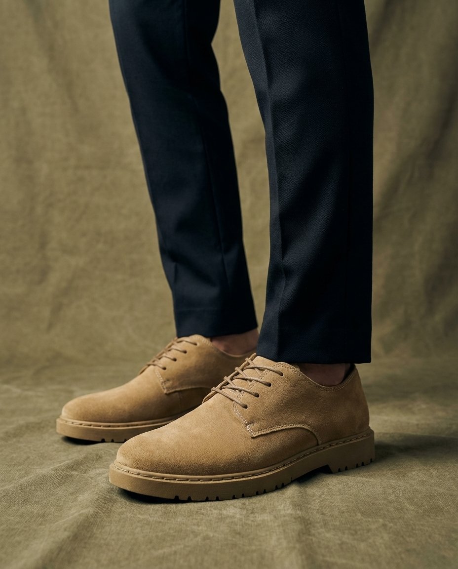 Men's Suede Lug-Sole Derby Shoes