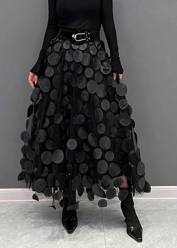 Women's High-Waisted Tulle Maxi Skirt - Black
