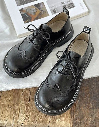 Unisex Faux Leather Brogue Oxfords - Black