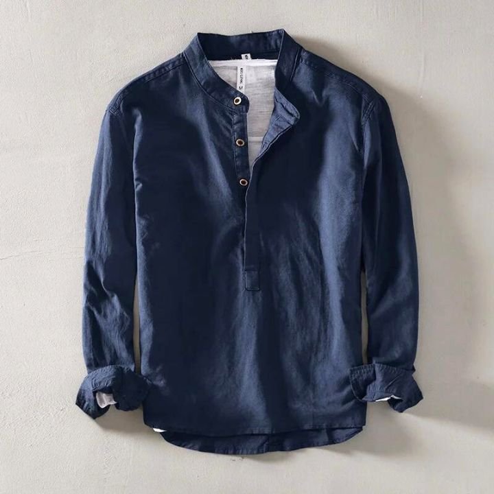 Men's Henley Shirt - Navy Blue