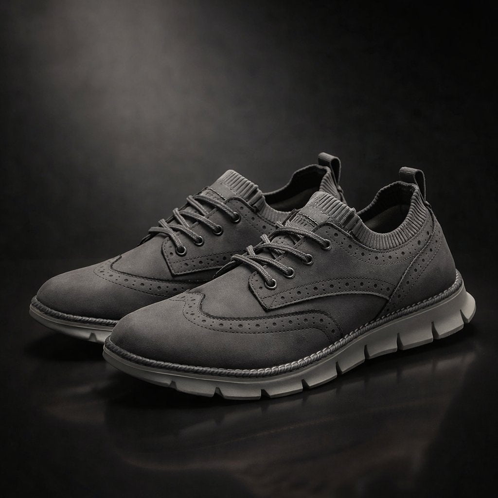 Men's Suede Brogue Sneakers - Gray