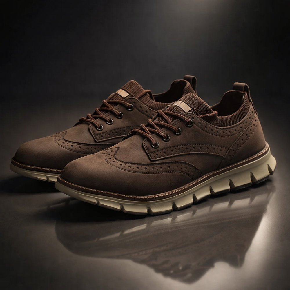 Men's Suede Brogue Sneakers - Brown