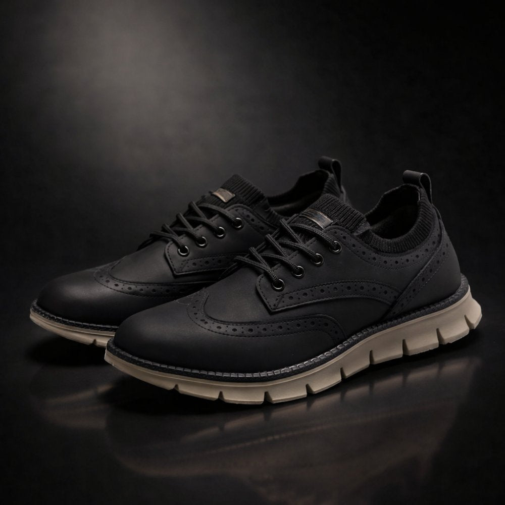 Men's Suede Brogue Sneakers - Black