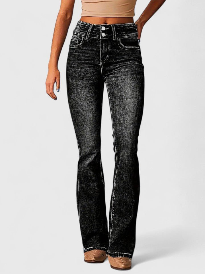 Women's High-Waisted Flare Jeans - Black