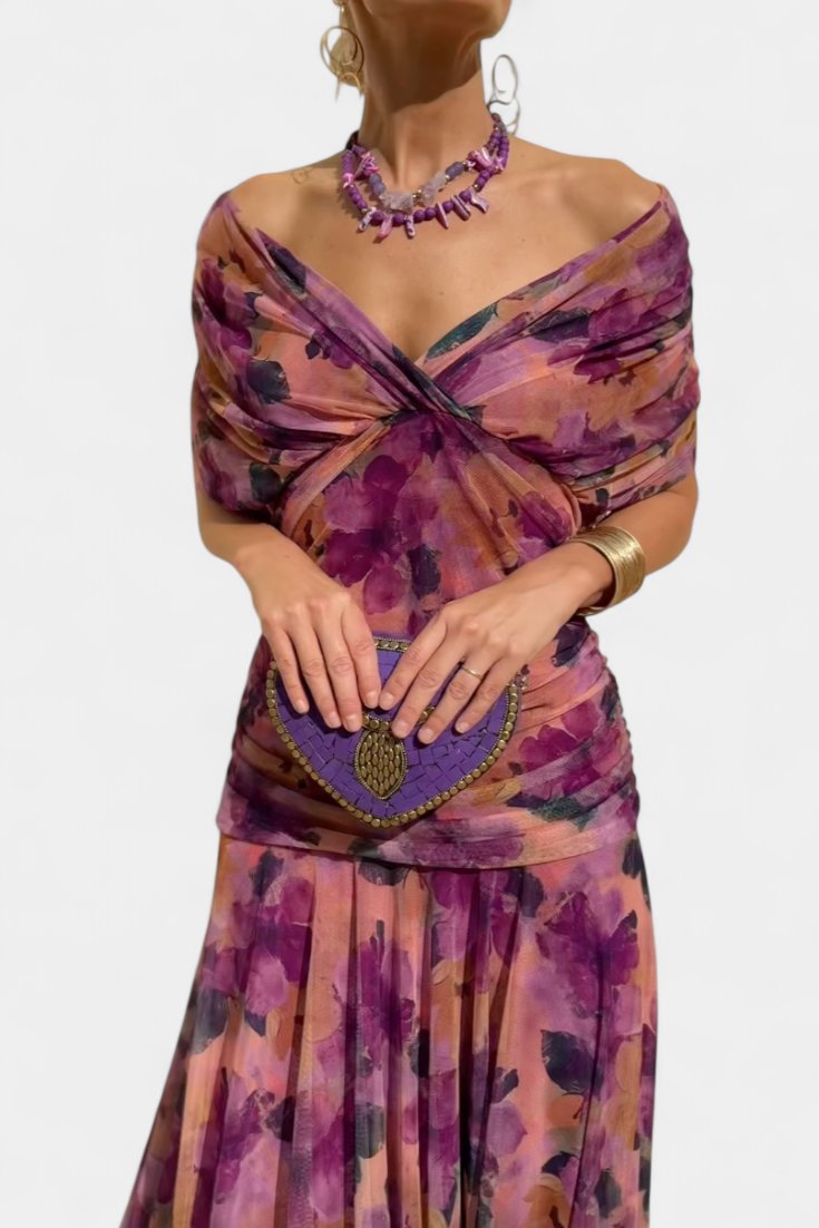 Women's Off-Shoulder Maxi Dress - Purple