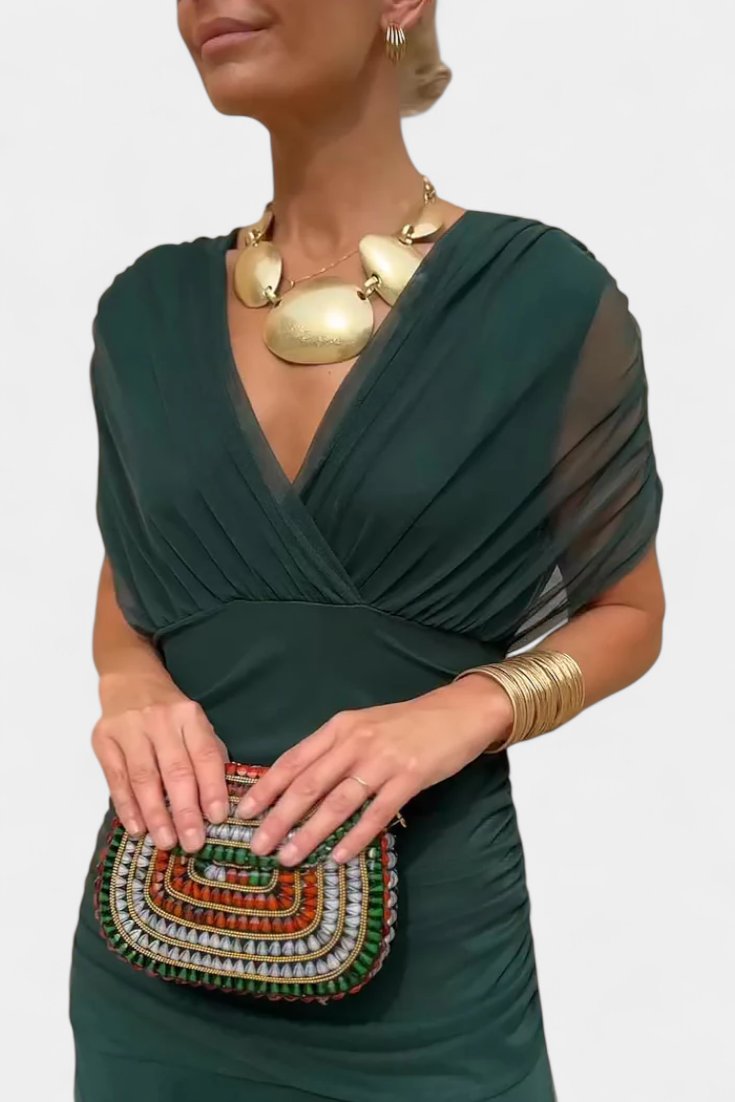Women's Off-Shoulder Maxi Dress - Green