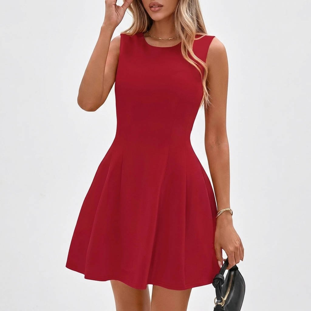 Women's Ponte Skater Mini Dress - Red