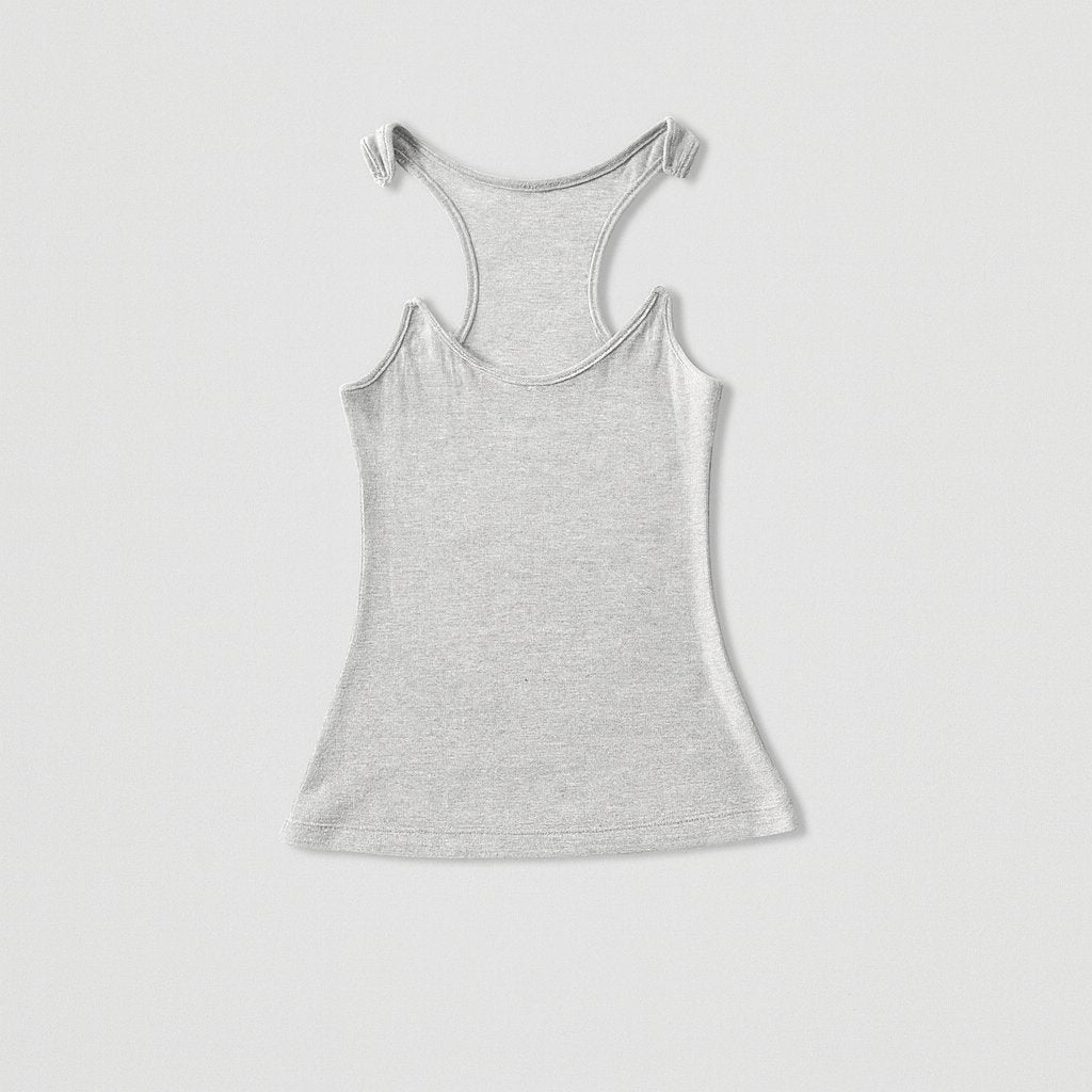 Women's Ribbed Racerback Tank Top - Light Grey