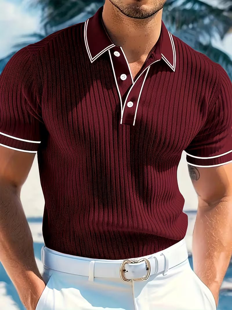 Men's Knit Polo Shirt - Red