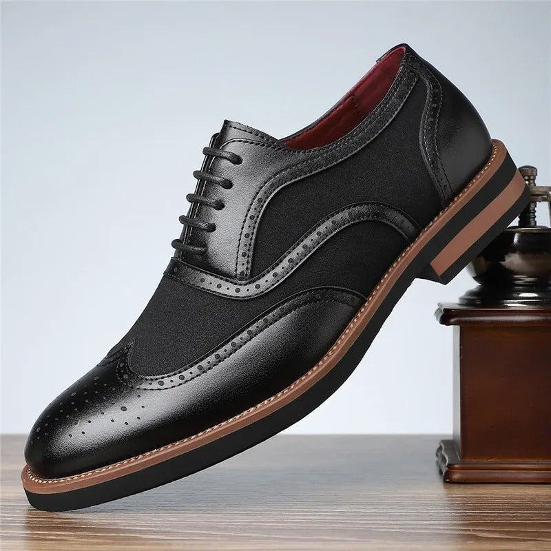 Men's Leather Wingtip Brogue Derby Shoes