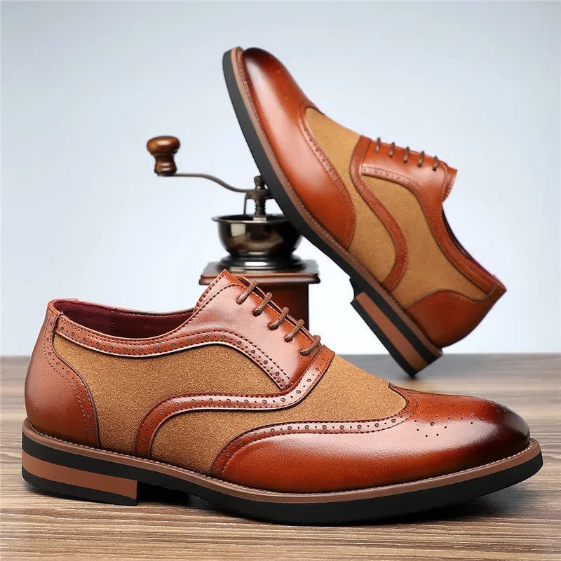 Men's Leather Wingtip Brogue Derby Shoes