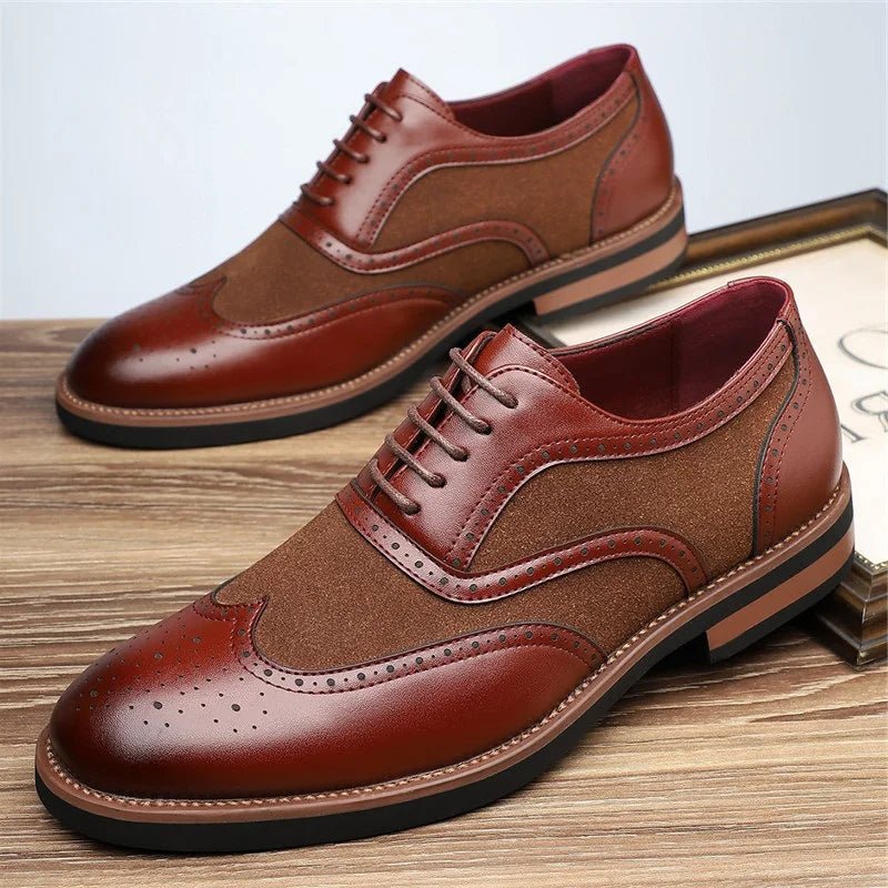 Men's Leather Wingtip Brogue Derby Shoes