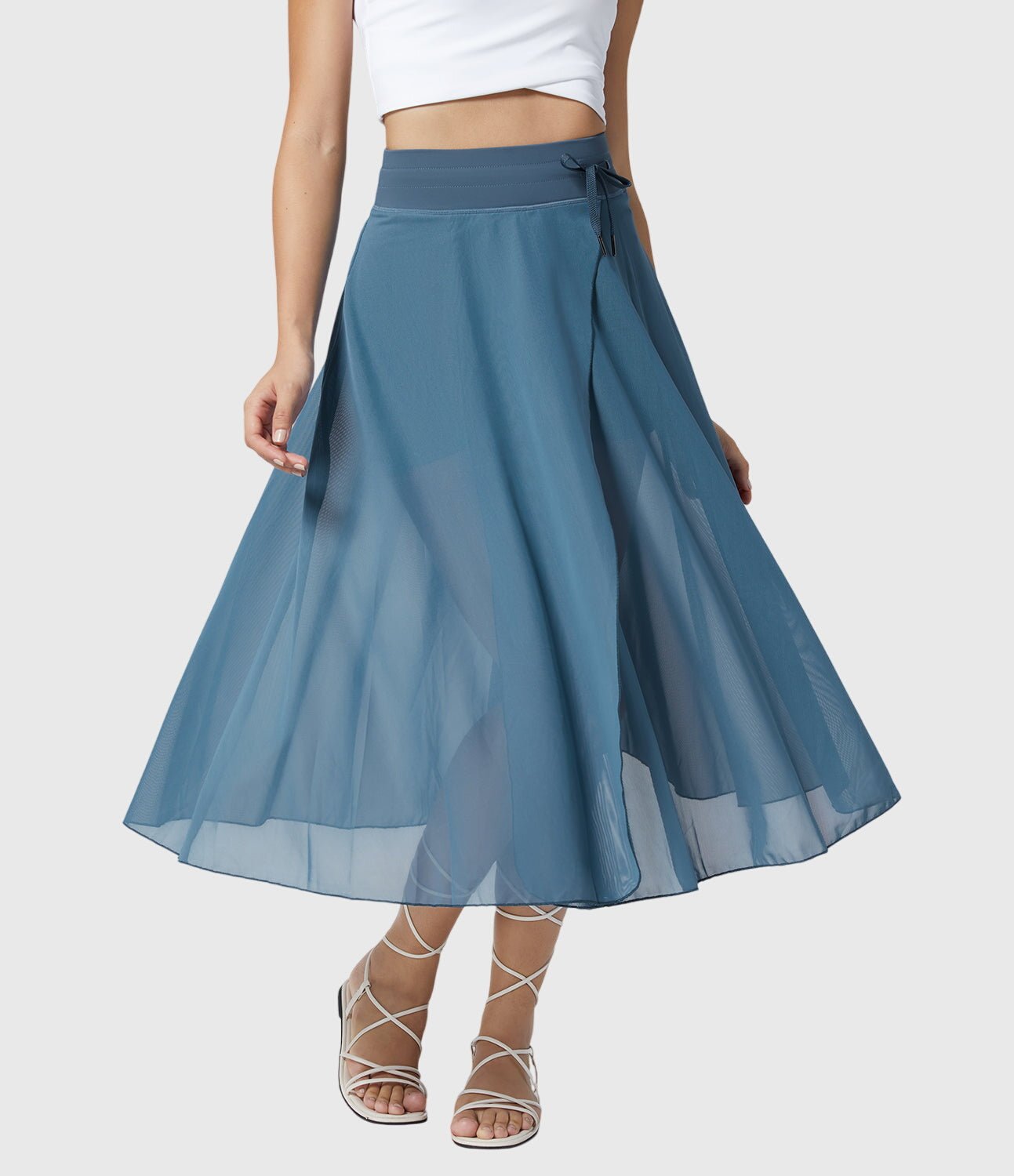 Women's Chiffon Wrap Midi Skirt - Blue