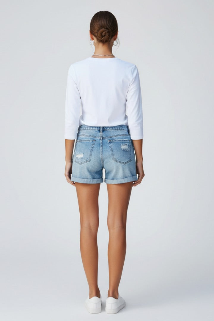 Distressed Denim Shorts
