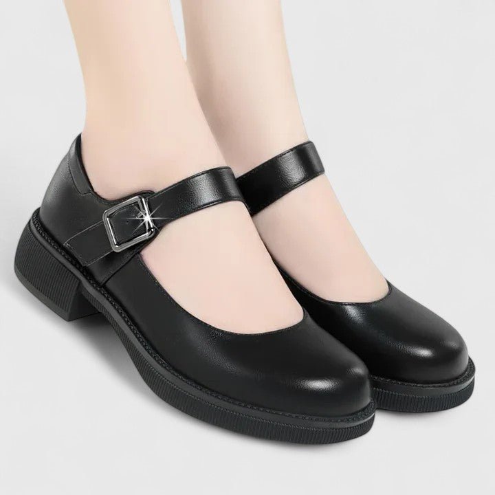 Women's Faux Leather Mary Janes - Matte Black
