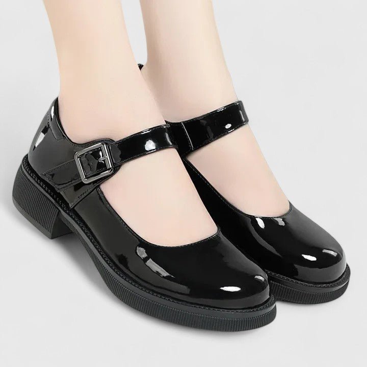 Women's Faux Leather Mary Janes - Black