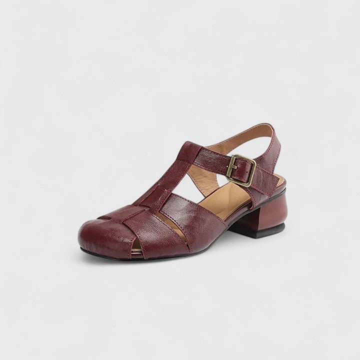 Women's Leather Block Heel Sandals