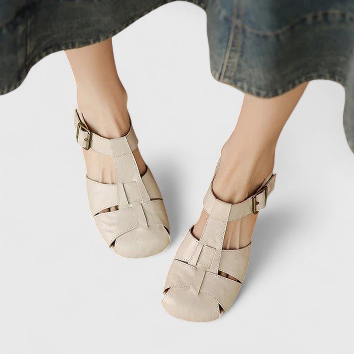 Women's Leather Block Heel Sandals