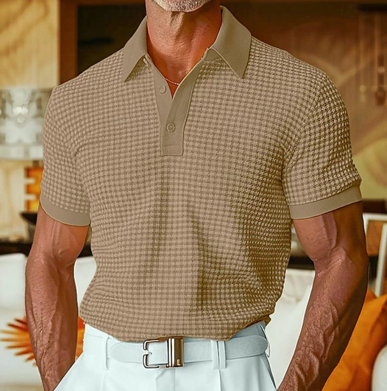 Men's Slim Knit Polo Shirt - Brown